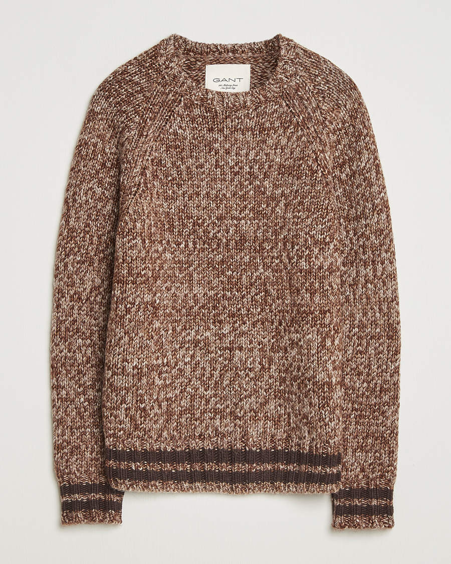 Herre | Trøjer | GANT 240 Mulberry Street | Wool Heavy Knitted Sweater Light Brown Melange