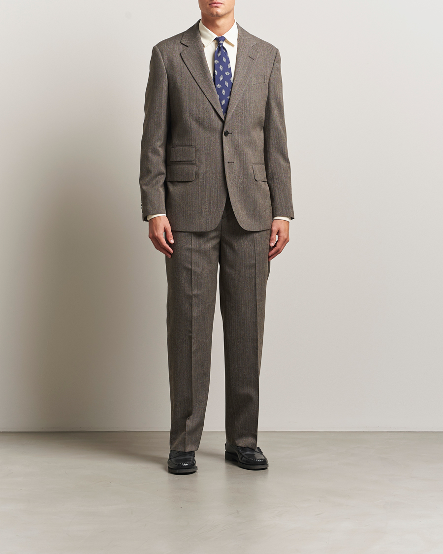 Herre | Bukser | GANT 240 Mulberry Street | Herringbone Suit Pants Deep Brown