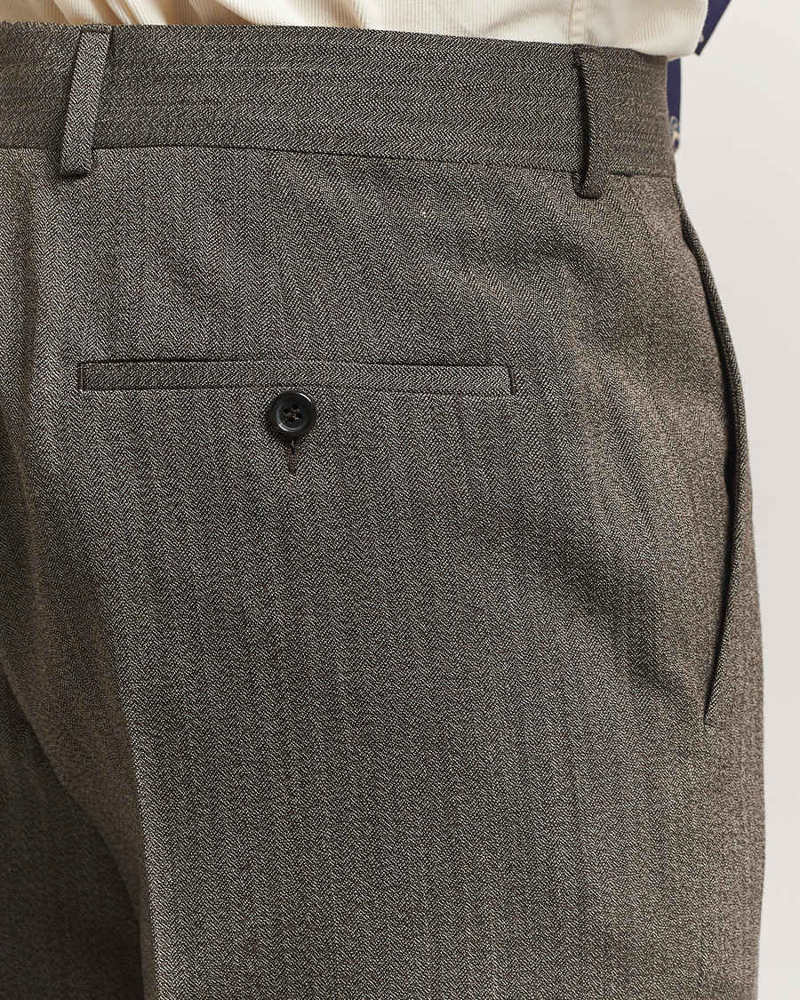 Herre | Bukser | GANT 240 Mulberry Street | Herringbone Suit Pants Deep Brown