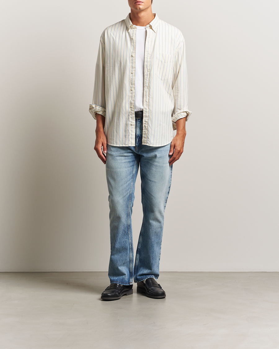 Herre | Skjorter | GANT 240 Mulberry Street | Relaxed Fit Luxury Striped Oxford Shirt Cream