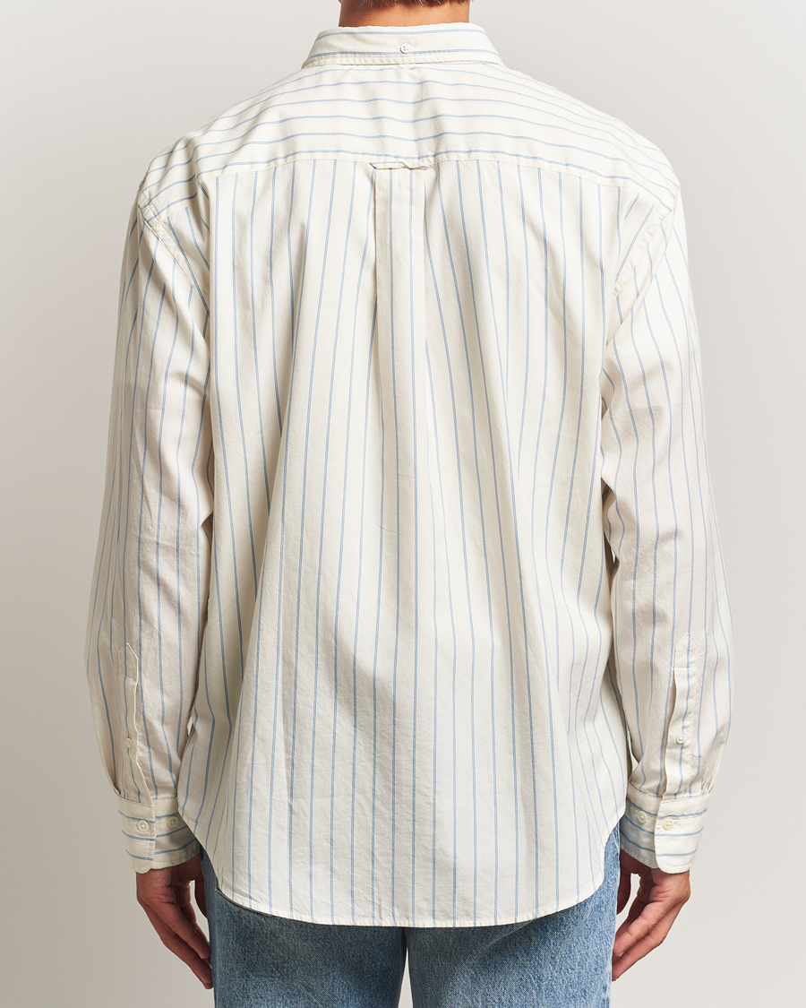 Herre | Skjorter | GANT 240 Mulberry Street | Relaxed Fit Luxury Striped Oxford Shirt Cream