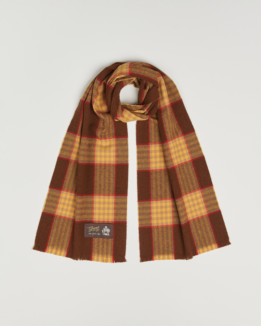Herre | Halstørklæder | GANT 240 Mulberry Street | Wool Checked Scarf Mahogany Brown
