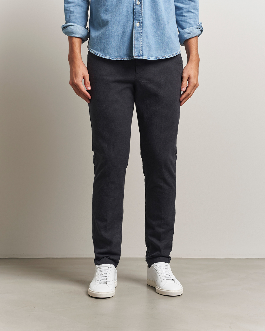 Herre | Bukser | GANT | Slim Fit Cotton Herringbone Trousers Antracite
