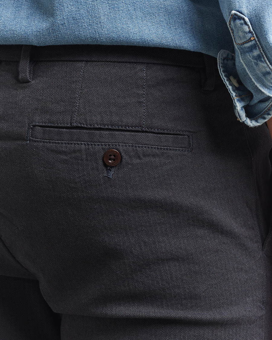 Herre | Bukser | GANT | Slim Fit Cotton Herringbone Trousers Antracite