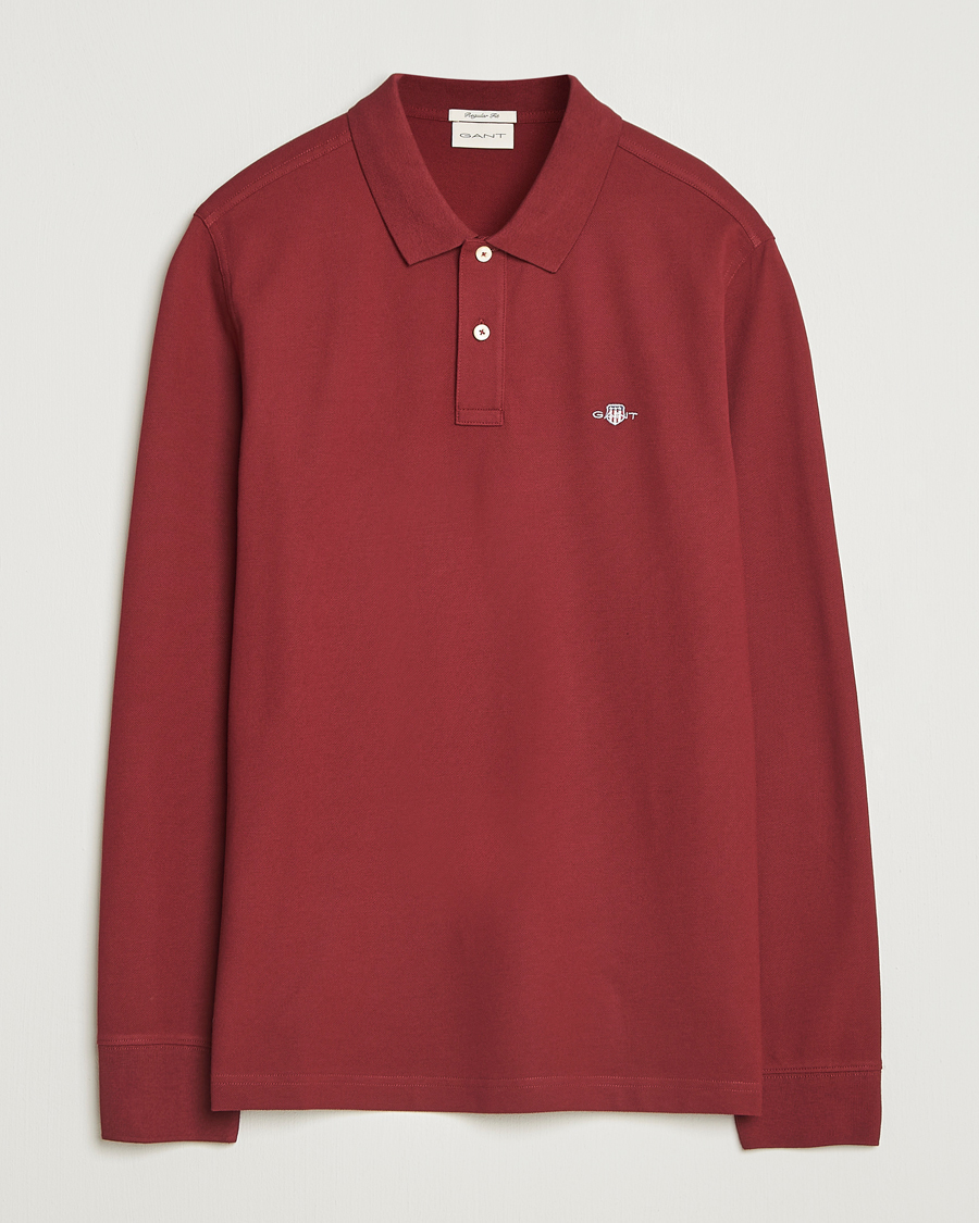 Herre | Polotrøjer | GANT | Regular Shield Long Sleeve Polo Plumped Red
