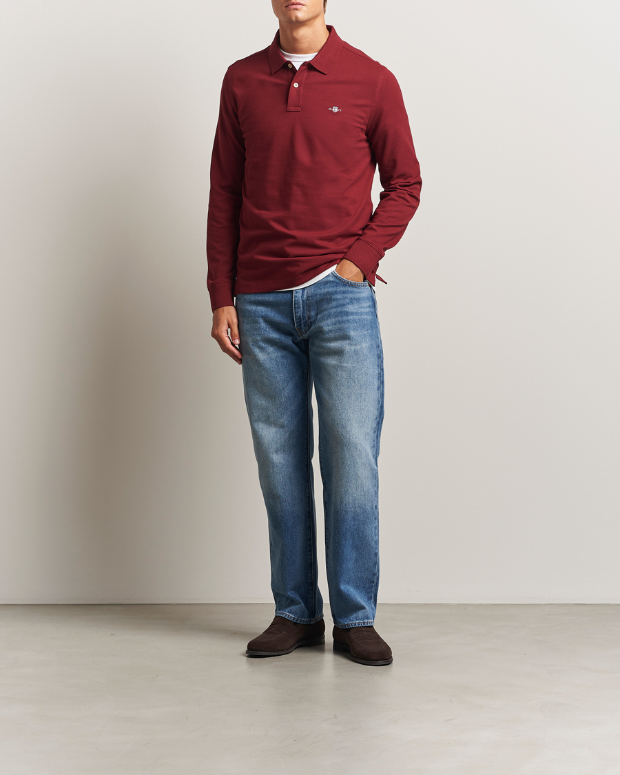 Herre | Polotrøjer | GANT | Regular Shield Long Sleeve Polo Plumped Red