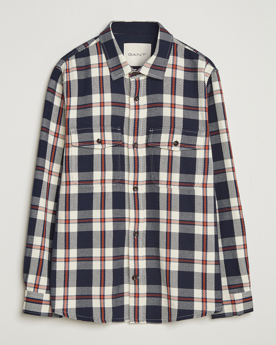 Herre | Skjorter | Gant | Heavy Twill Checked Overshirt Evening Blue