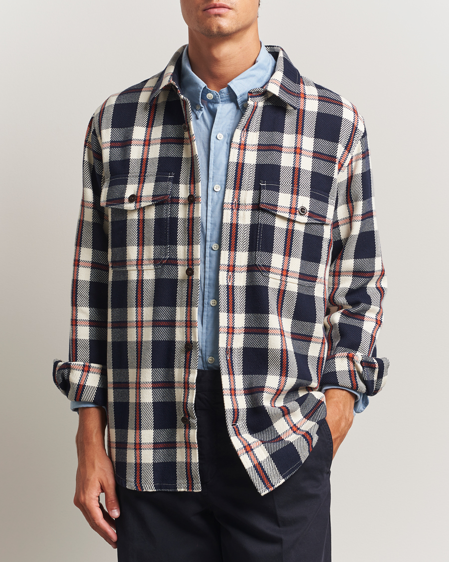 Herre | Skjorter | Gant | Heavy Twill Checked Overshirt Evening Blue