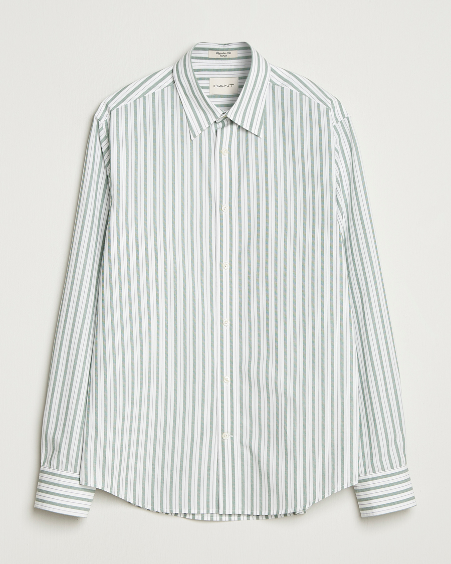 Herre | Skjorter | GANT | Regular Fit Poplin Striped Shirt Forest Green