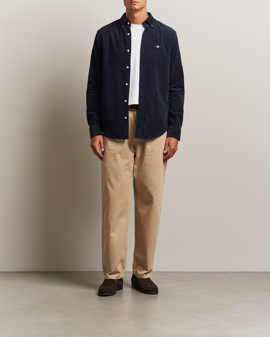 Herre | Skjorter | Gant | Regular Fit Corduroy Shirt Evening Blue
