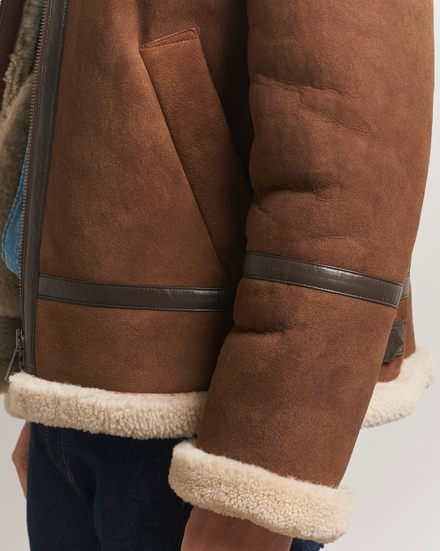 Herre | Jakker | GANT | Suede Shearling Jacket Mahogany Brown