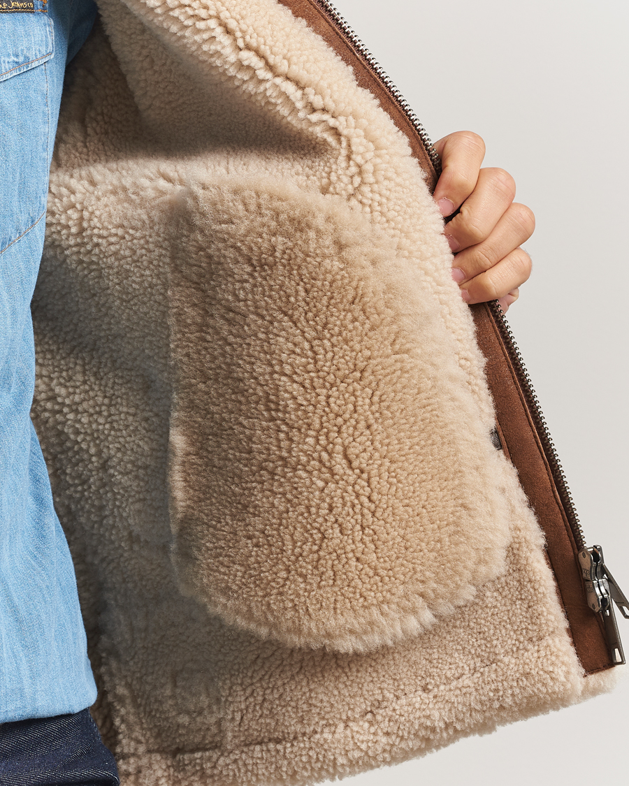Herre | Jakker | GANT | Suede Shearling Jacket Mahogany Brown