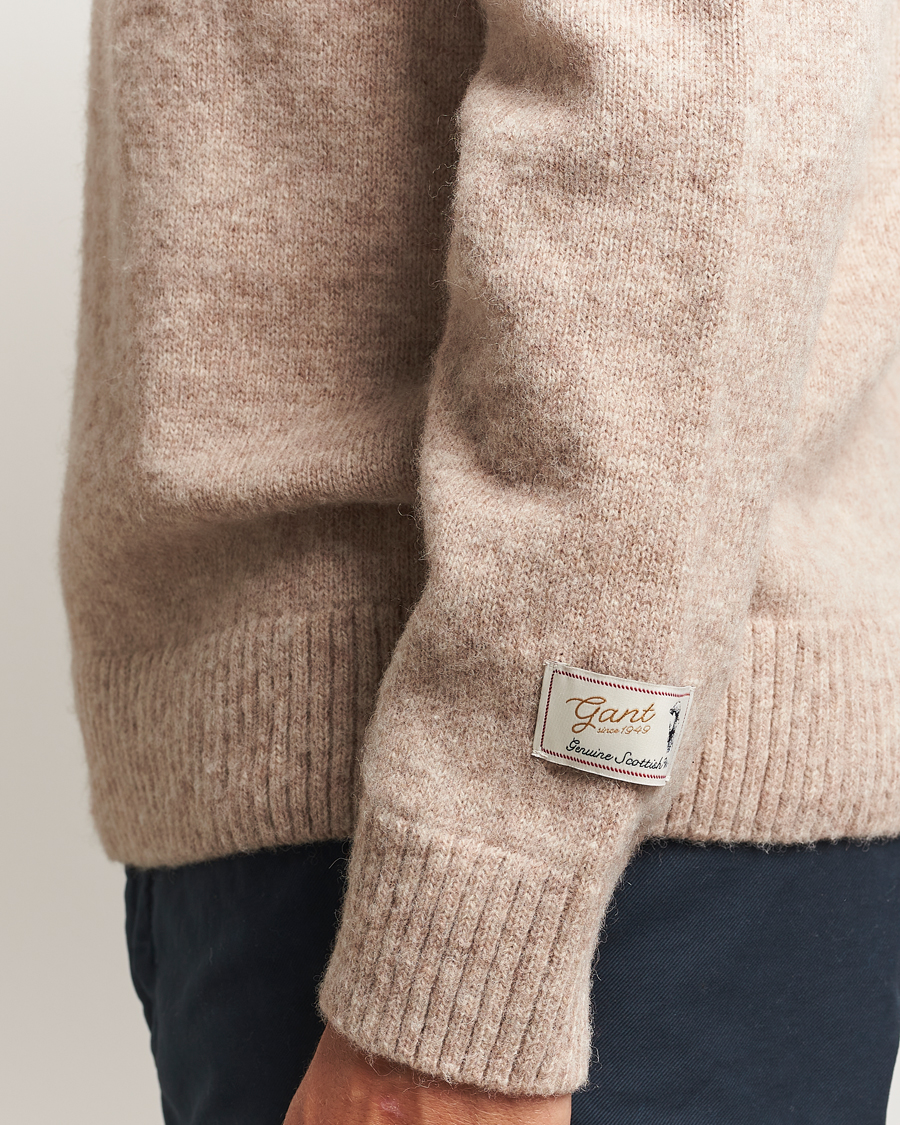 Herre | Trøjer | Gant | Scottish Wool Knitted Crew Neck Sweater Khaki Melange