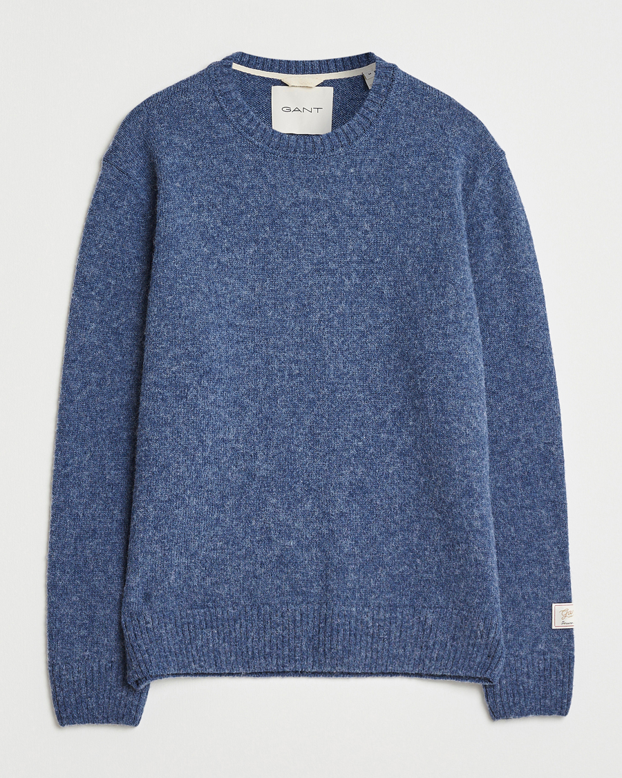 Herre | Trøjer | GANT | Scottish Wool Knitted Crew Neck Sweater Marine Melange