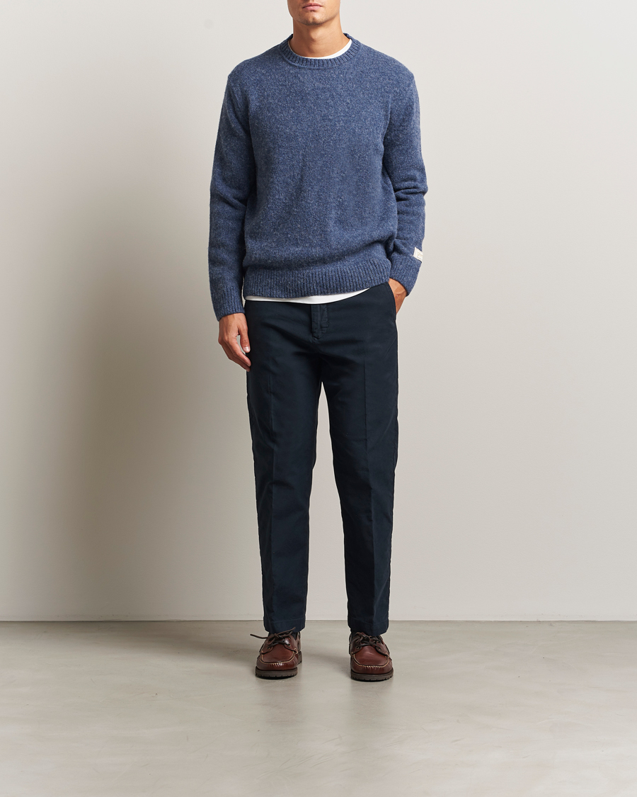 Herre | Trøjer | GANT | Scottish Wool Knitted Crew Neck Sweater Marine Melange