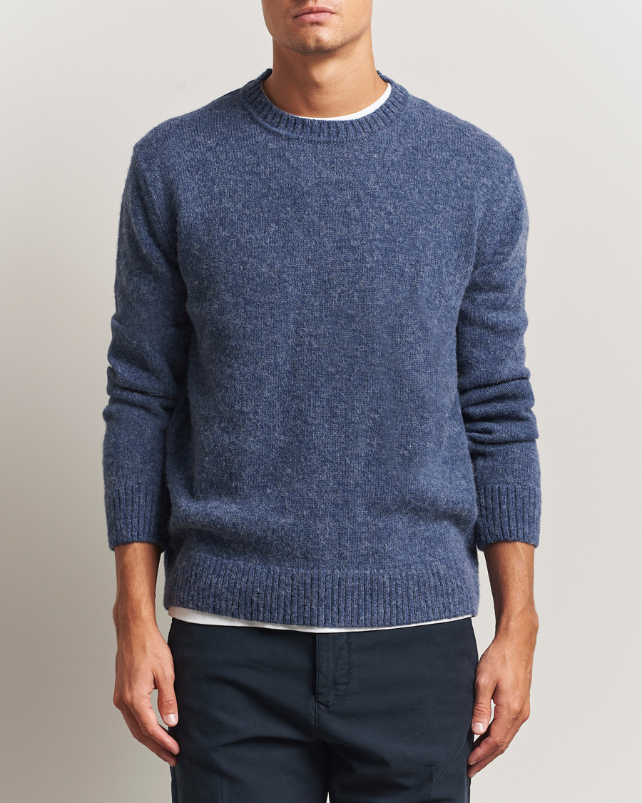Herre | Trøjer | GANT | Scottish Wool Knitted Crew Neck Sweater Marine Melange