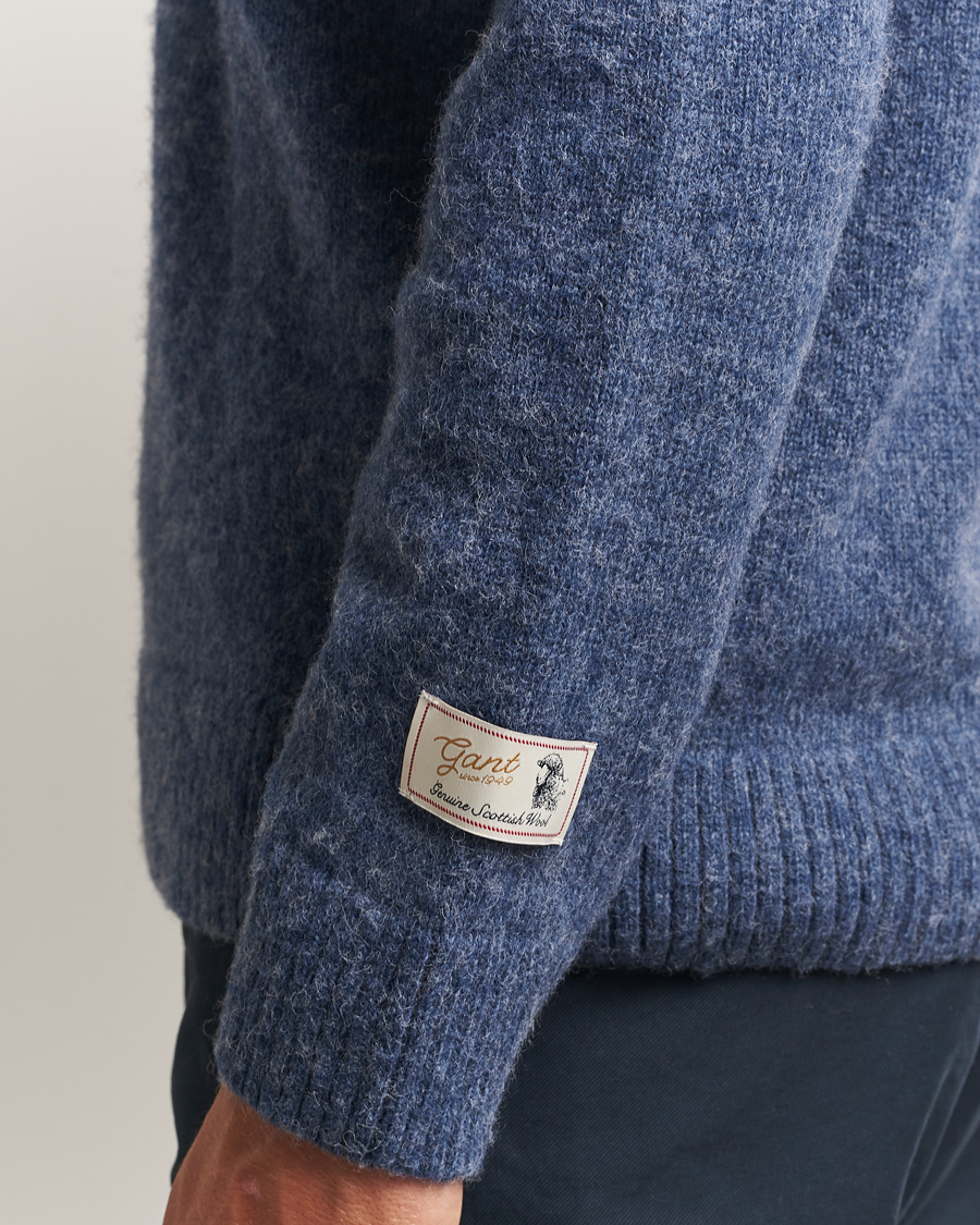 Herre | Trøjer | GANT | Scottish Wool Knitted Crew Neck Sweater Marine Melange