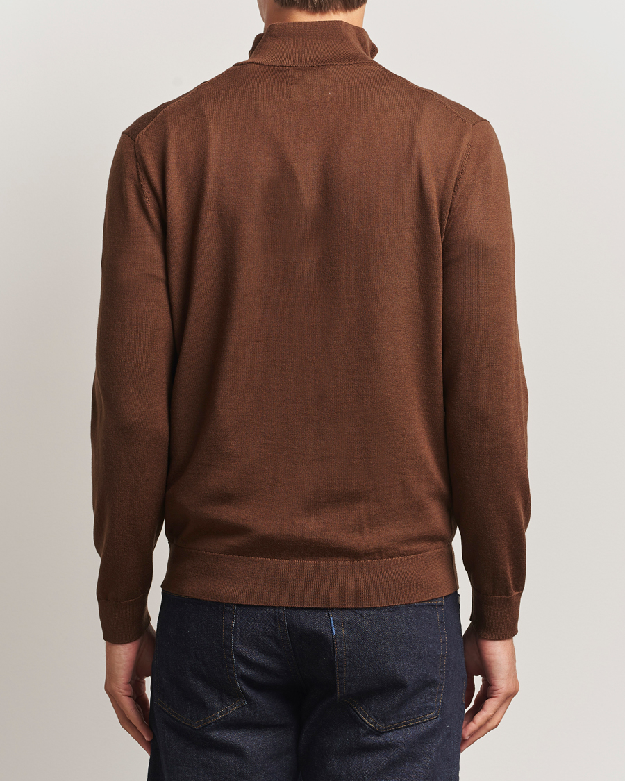 Herre | Trøjer | GANT | Extrafine Merino Wool Half Zip Mahogany Brown