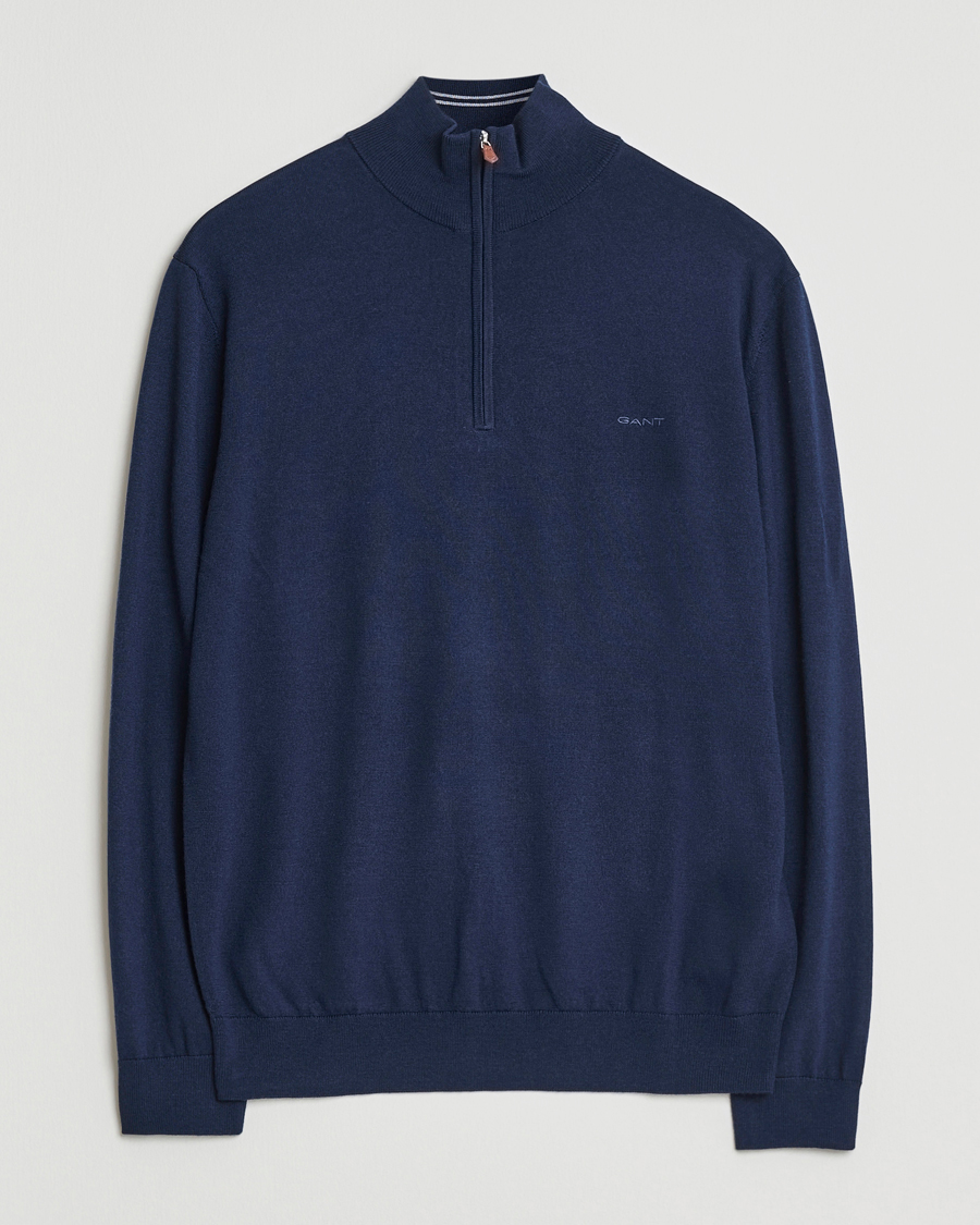Herre | Trøjer | GANT | Extrafine Merino Wool Half Zip Marine
