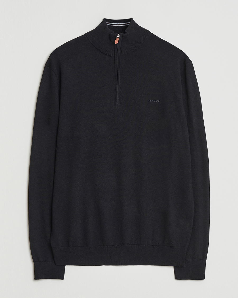 Herre | Trøjer | GANT | Extrafine Merino Wool Half Zip Black