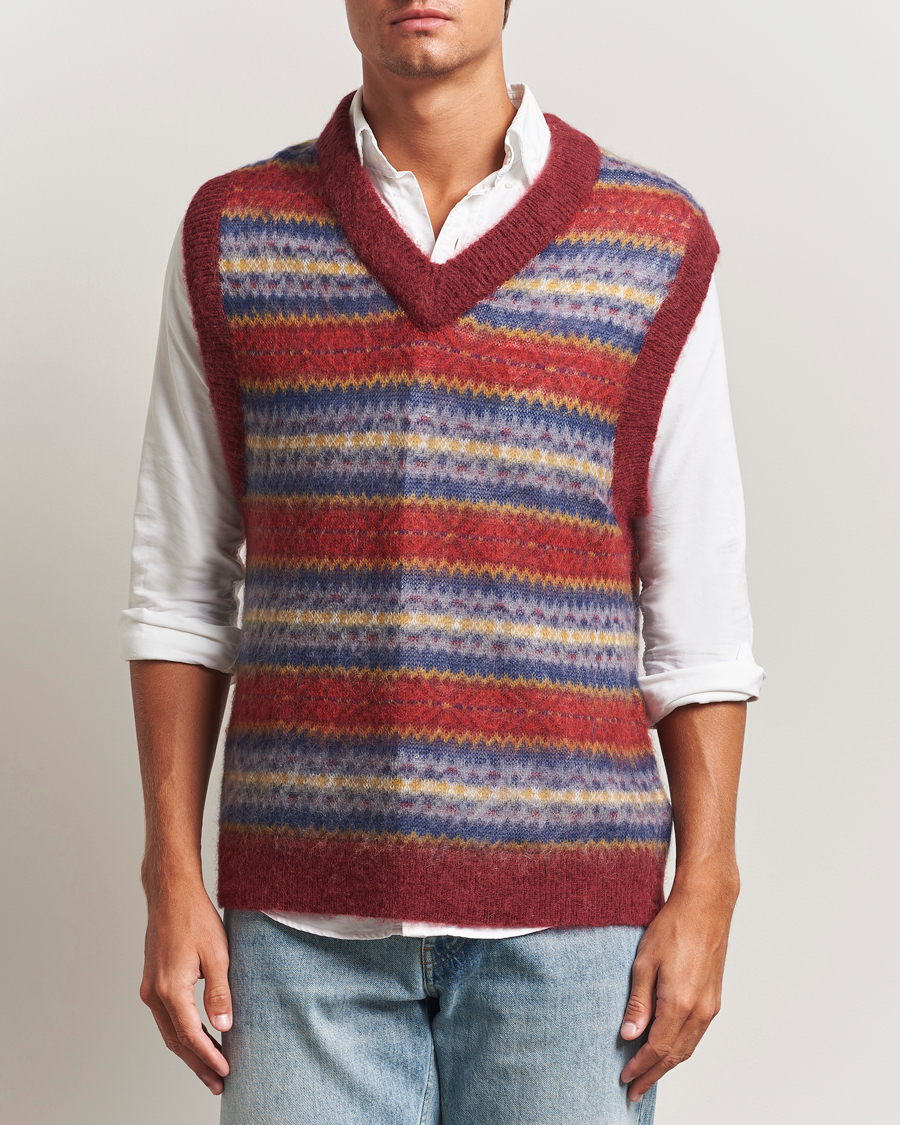 Herre | Trøjer | GANT | Brushed Fair Isle Vest Plumped Red