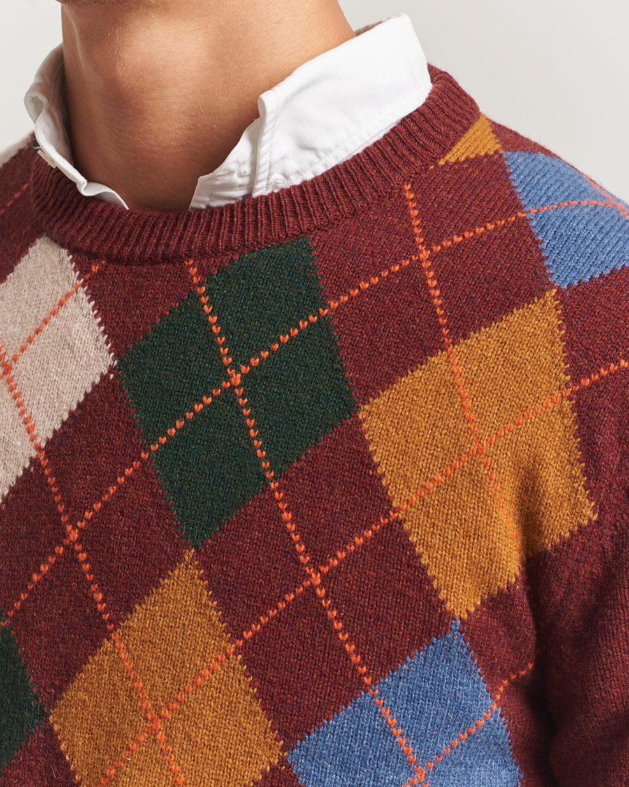 Herre | Trøjer | Gant | Lambswool Argyle Knitted Crew Neck Winter Wine