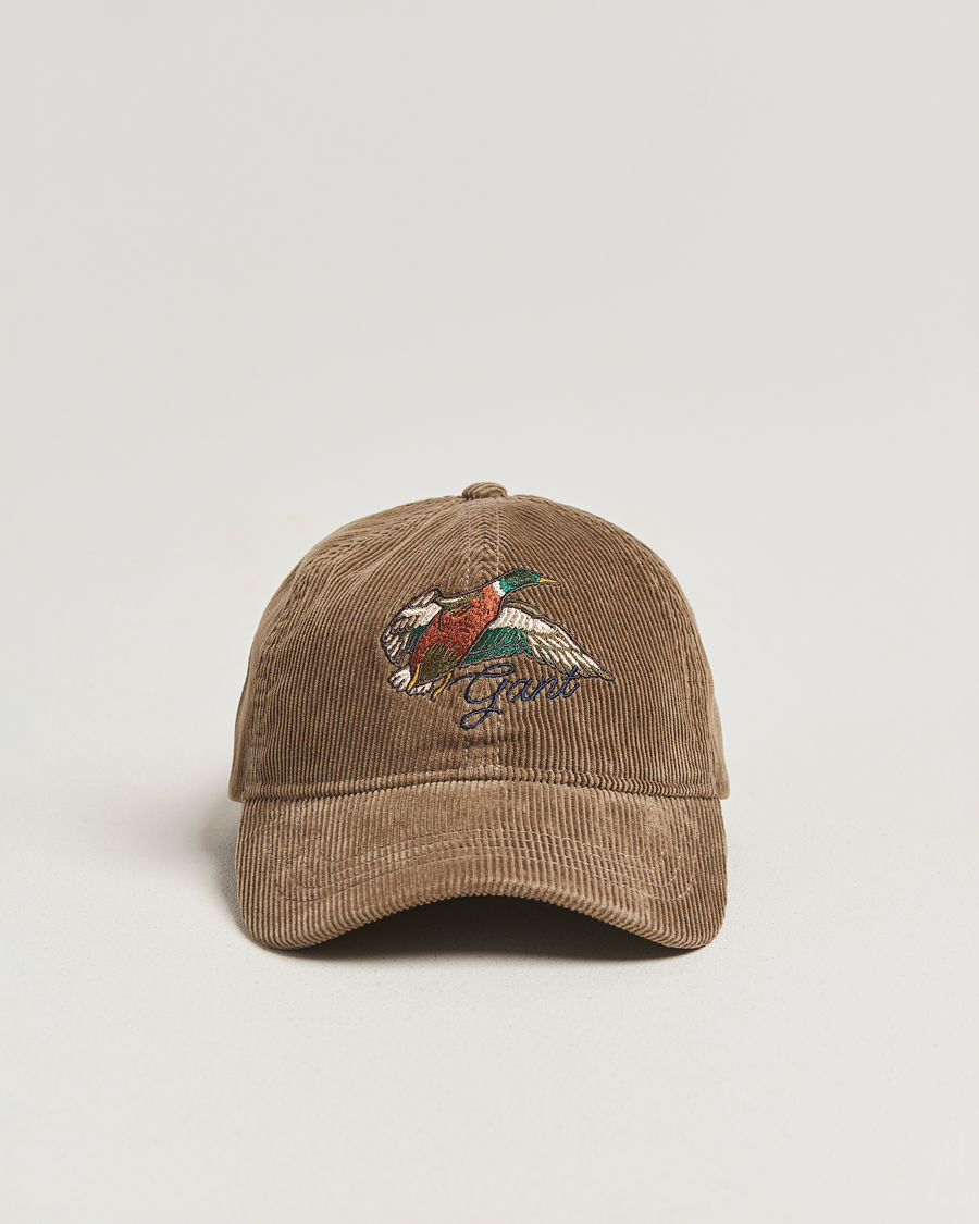 Herre | Hatte & kasketter | GANT | Graphic Embroidered Washed Cord Cap Taupe Beige