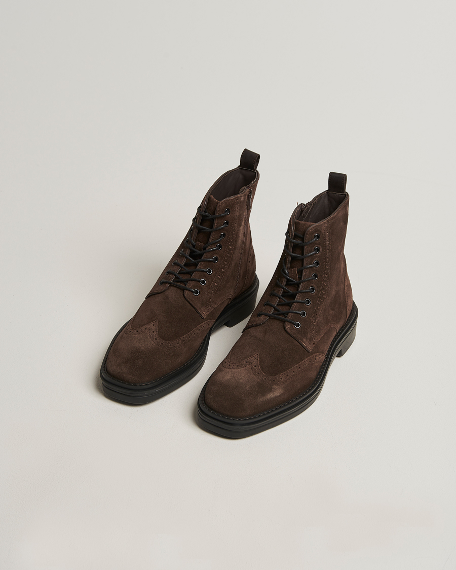 Herre | Støvler | GANT | Boggar Suede Brouge Boot Espresso Brown
