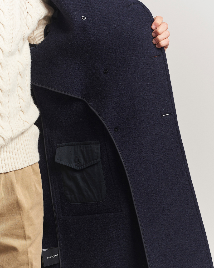 Herre | Jakker | Gloverall | Raglan Wool Coat Navy