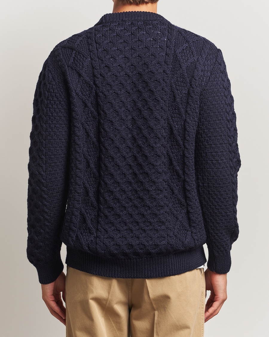 Herre | Trøjer | Gloverall | Aran Wool Knitted Sweater Navy