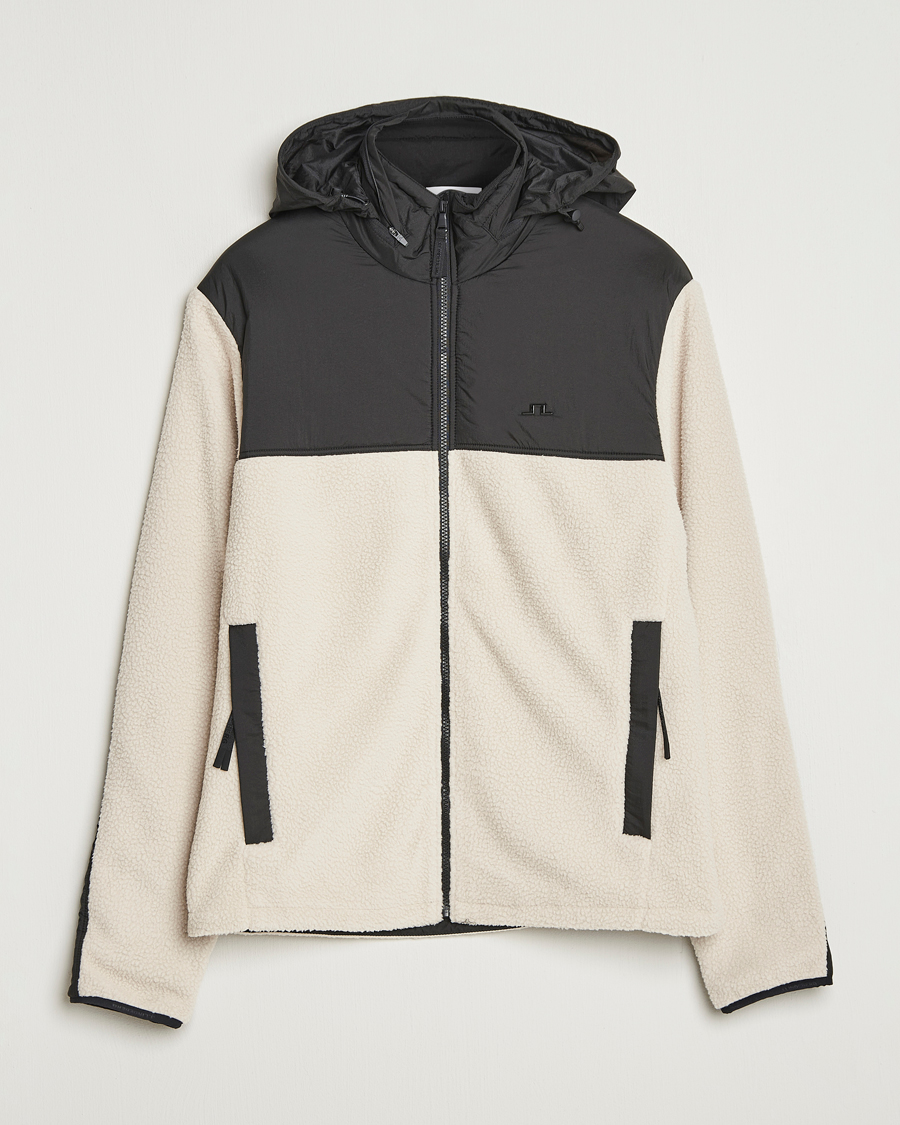 Herre | Trøjer | J.Lindeberg | Provo Pile Hooded Full Zip Moonbeam