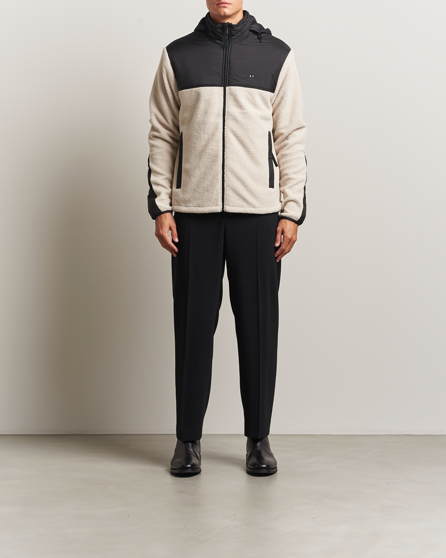 Herre | Trøjer | J.Lindeberg | Provo Pile Hooded Full Zip Moonbeam