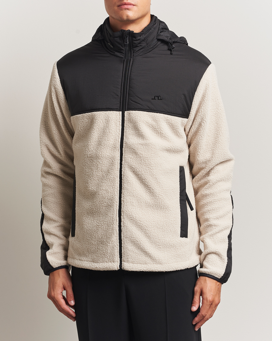 Herre | Trøjer | J.Lindeberg | Provo Pile Hooded Full Zip Moonbeam