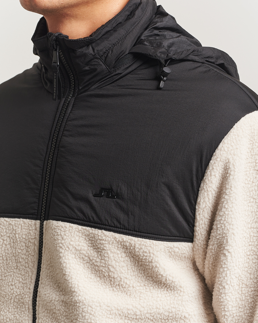Herre | Trøjer | J.Lindeberg | Provo Pile Hooded Full Zip Moonbeam