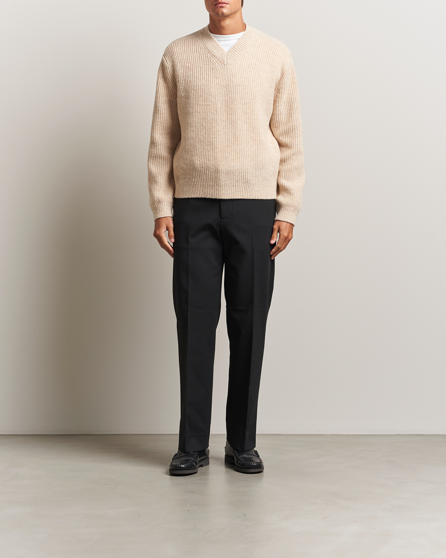 Herre | Trøjer | J.Lindeberg | Vitor Wool Heavy Knitted V-Neck Moonbeam Melange