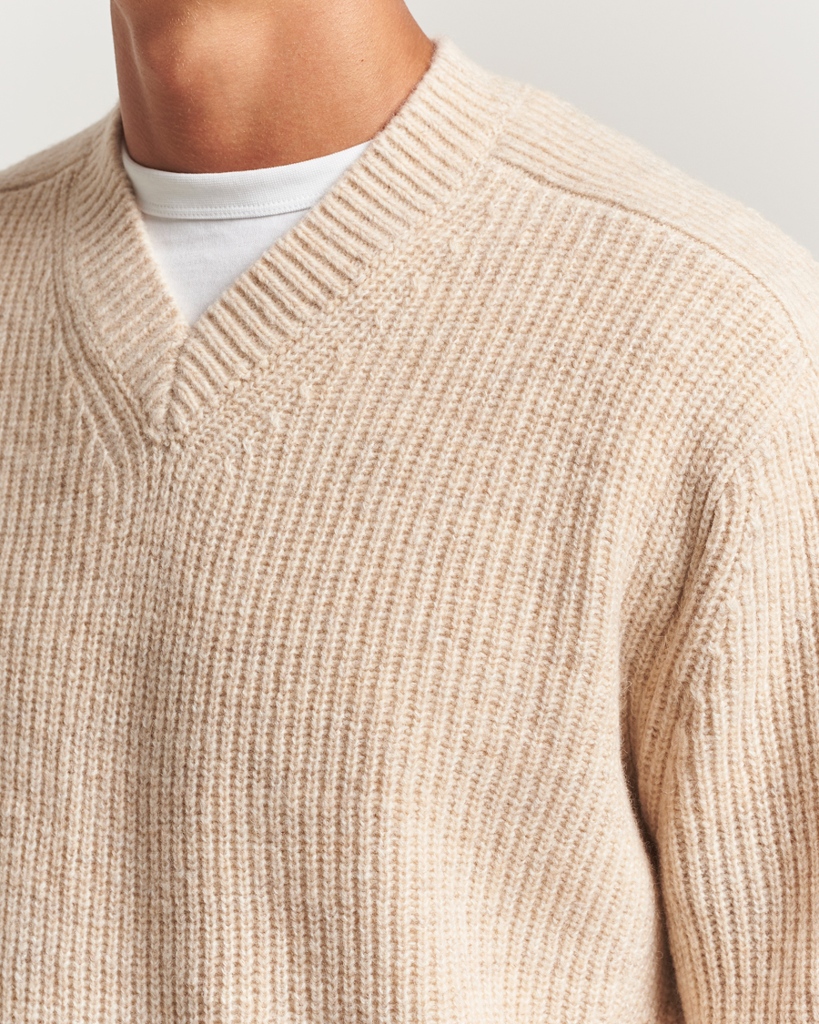 Herre | Trøjer | J.Lindeberg | Vitor Wool Heavy Knitted V-Neck Moonbeam Melange