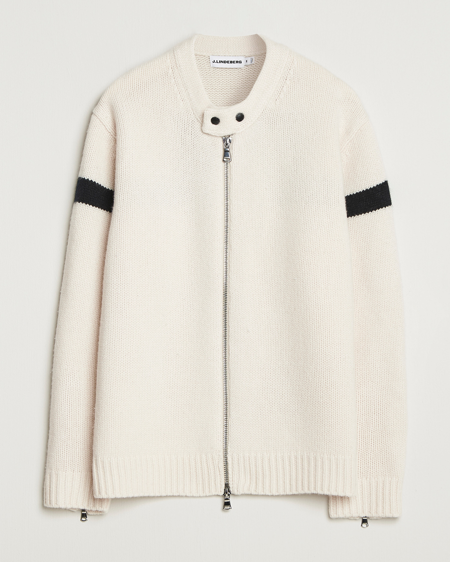 Herre | Trøjer | J.Lindeberg | Kessler Biker Wool Full Zip Moonbeam