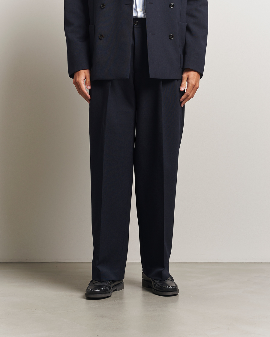 Herre | Bukser | NN07 | Justin Double Pleated Suit Trousers Deep Navy