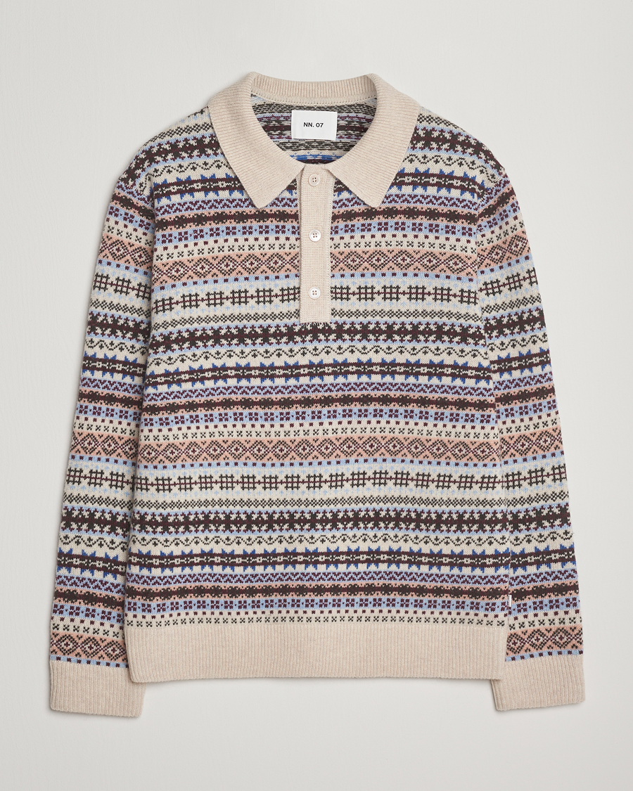 Herre | Trøjer | NN07 | Robbie Fairisle Knitted Polo Multi