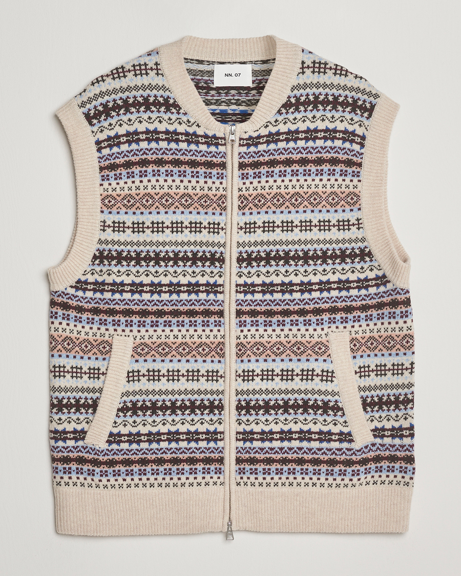 Herre | Trøjer | NN07 | Robbie Fairisle Full Zip Vest Multi