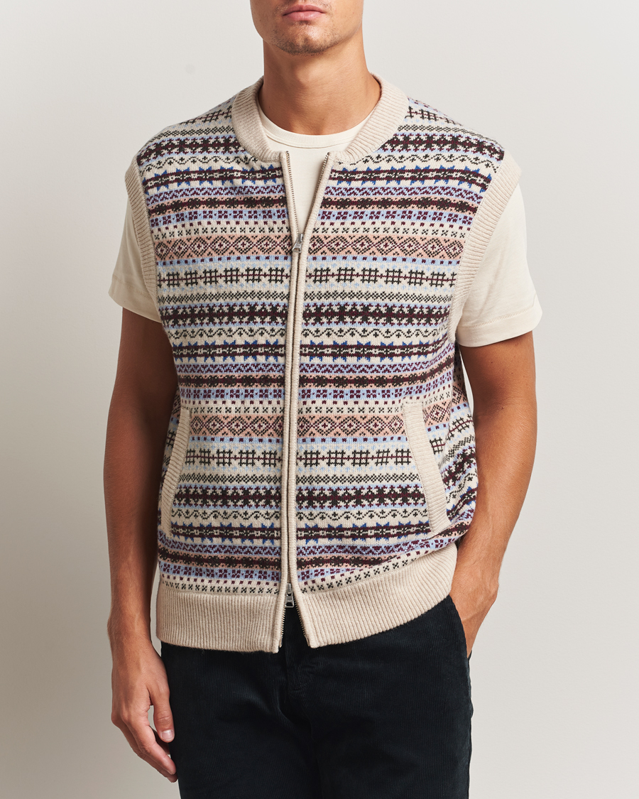 Herre | Trøjer | NN07 | Robbie Fairisle Full Zip Vest Multi