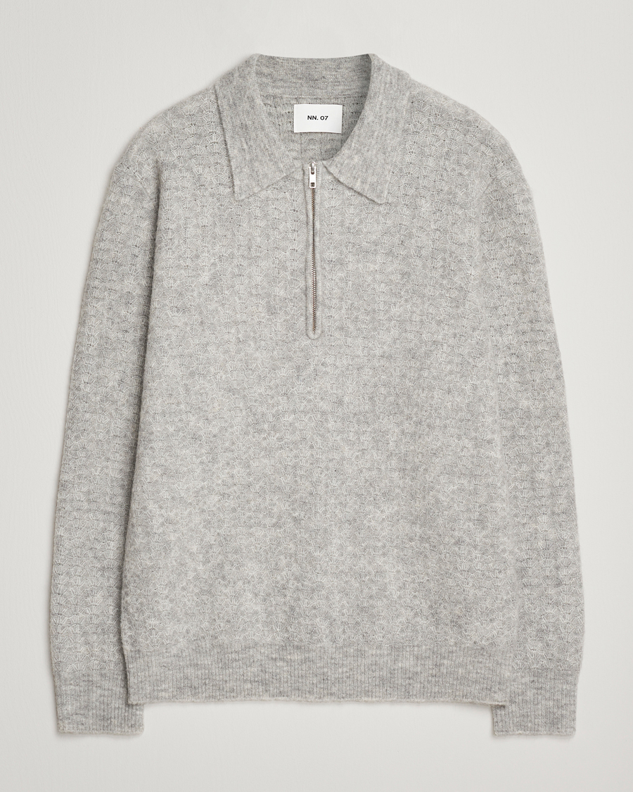 Herre | Trøjer | NN07 | Alfie Alpaca Knitted Half Zip Sable Grey