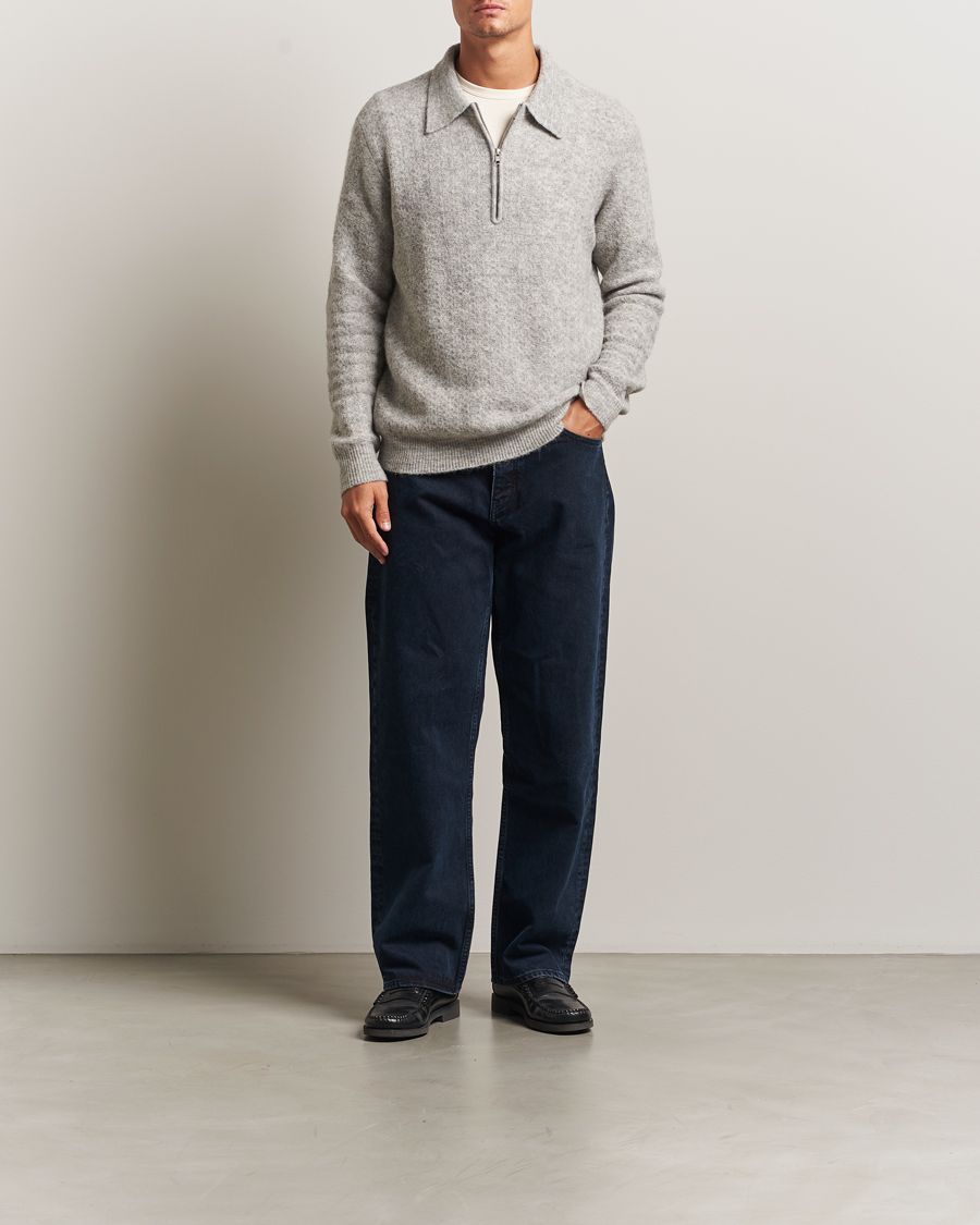 Herre | Trøjer | NN07 | Alfie Alpaca Knitted Half Zip Sable Grey