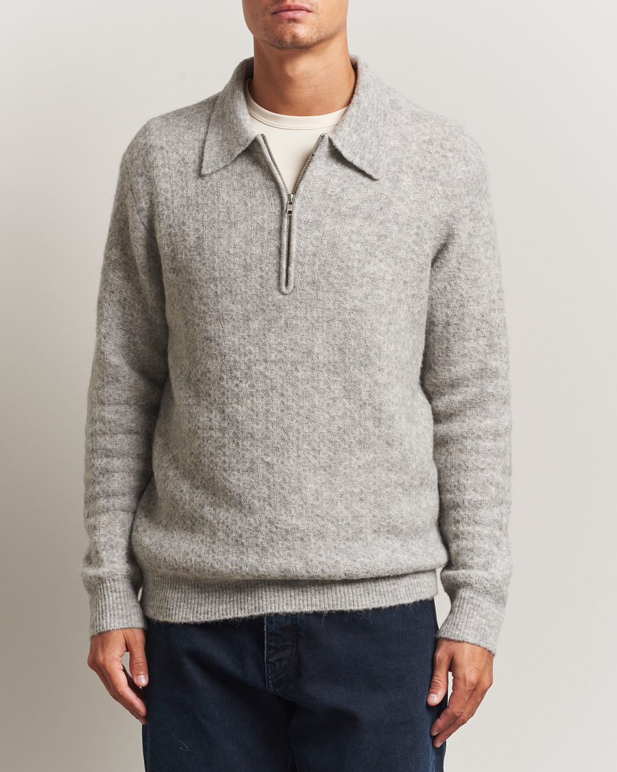 Herre | Trøjer | NN07 | Alfie Alpaca Knitted Half Zip Sable Grey