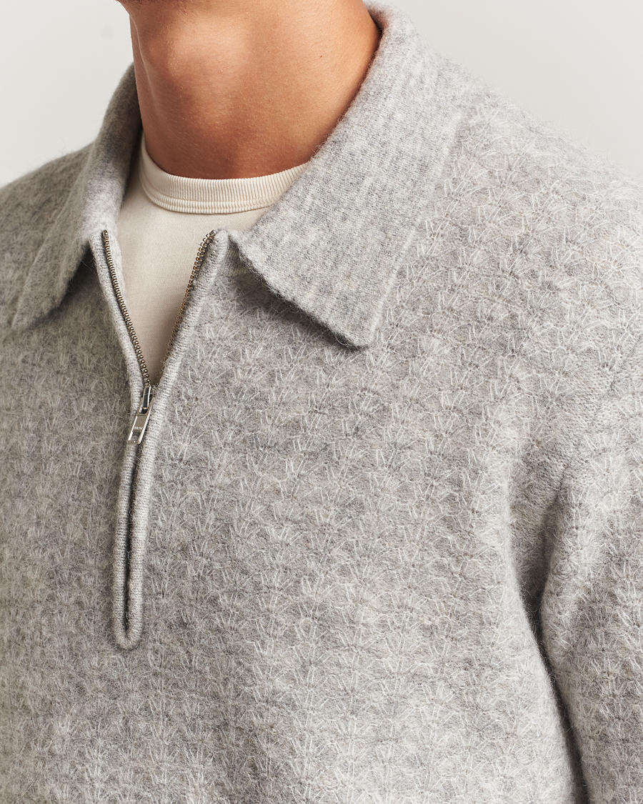 Herre | Trøjer | NN07 | Alfie Alpaca Knitted Half Zip Sable Grey