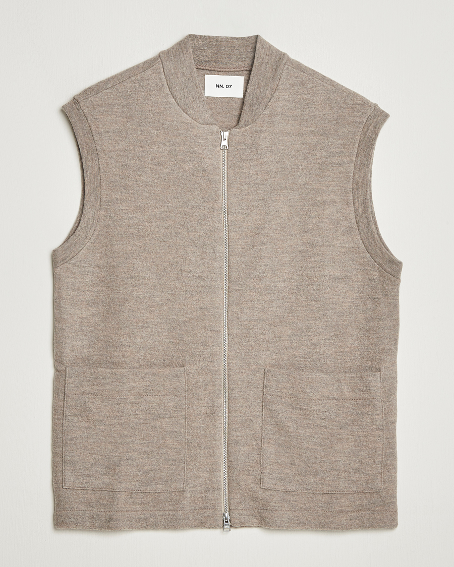 Herre | Trøjer | NN07 | Boiled Wool Vest Khaki Beige