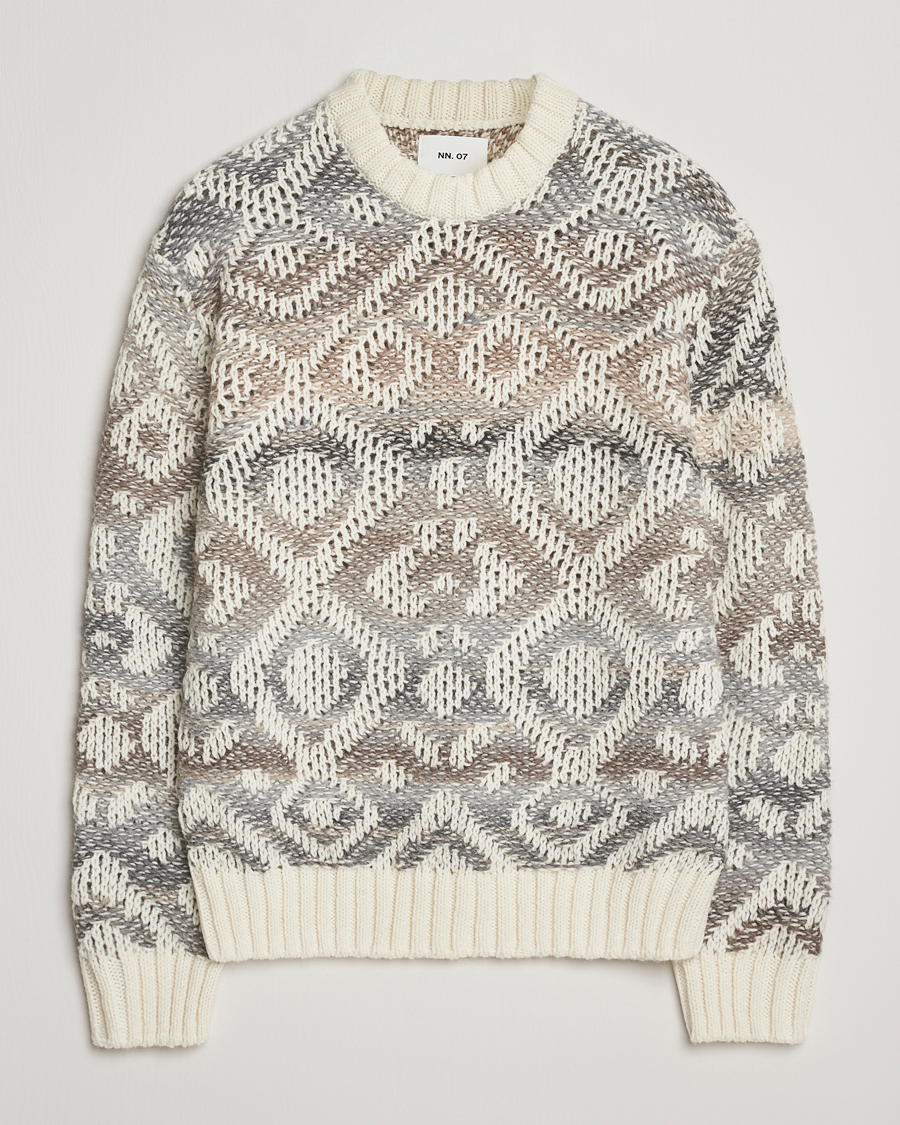 Herre | Trøjer | NN07 | Brady Heavy Knitted Sweater Ivory Multi