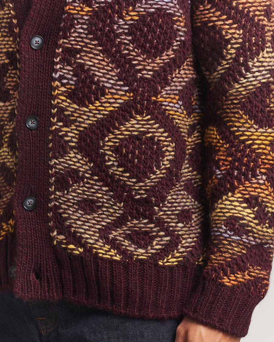 Herre | Trøjer | NN07 | Viggo Heavy Knitted Cardigan Wine Red Multi