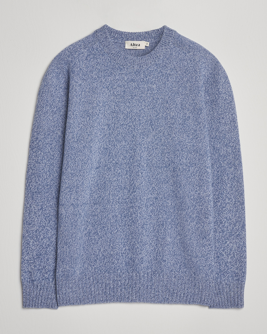 Herre | Trøjer | Altea | Wool/Cashmere Crew Neck Sweater Light Blue Melange