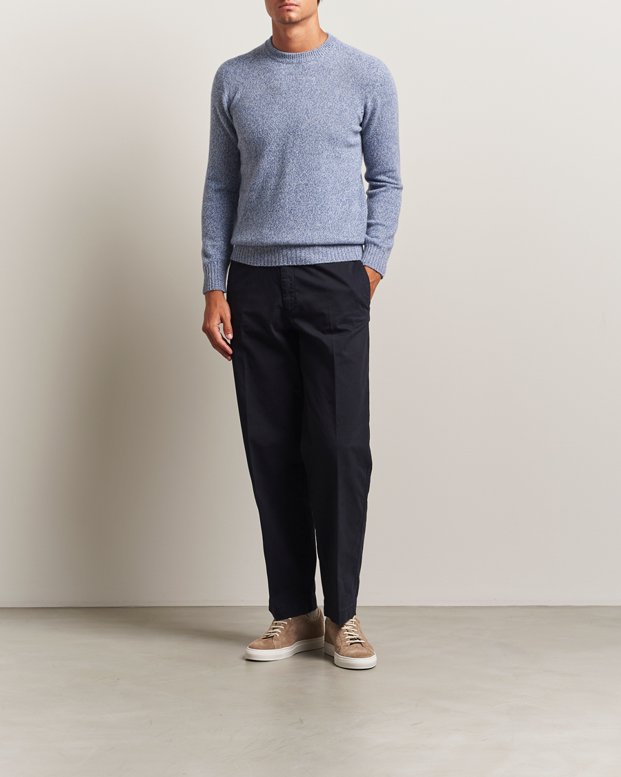 Herre | Trøjer | Altea | Wool/Cashmere Crew Neck Sweater Light Blue Melange
